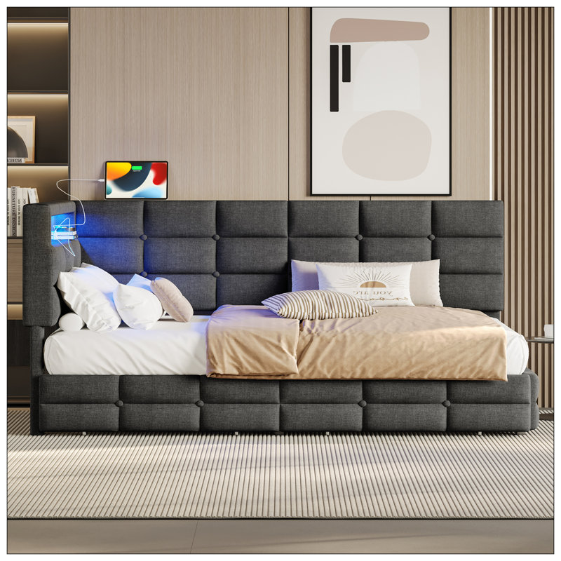 Lit pour chambre à coucher, gris