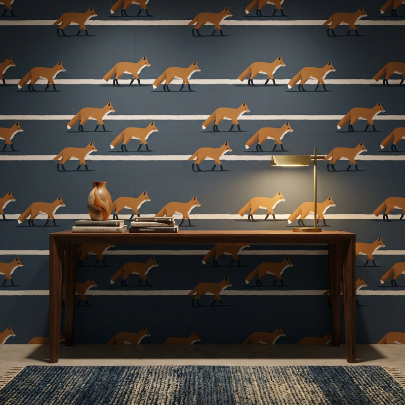 Papier peint à motif d'animaux Fox, Peler et coller