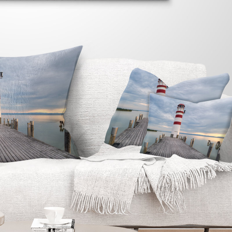 Coussin lombaire pont au phare du lac Neusiedl au coucher du soleil