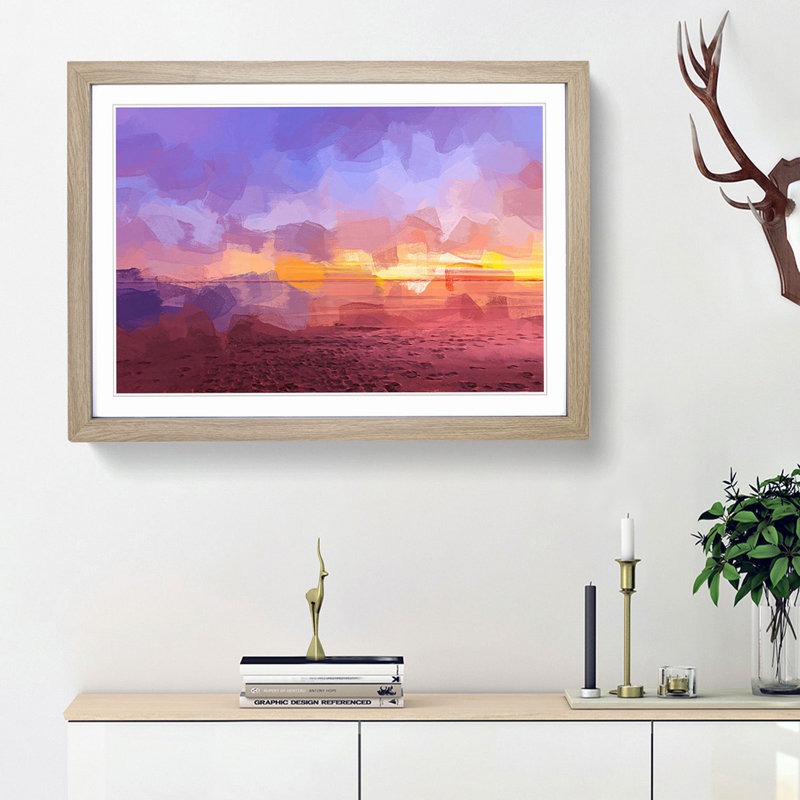 Sydney Beach in Abstract - Framed Print, Oak Framed, 48cm H x 65cm W x 2cm D