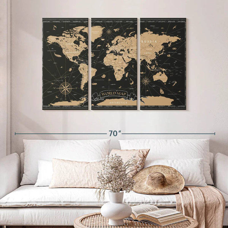 Aliaz Grand World Map, 32" H x 50" W