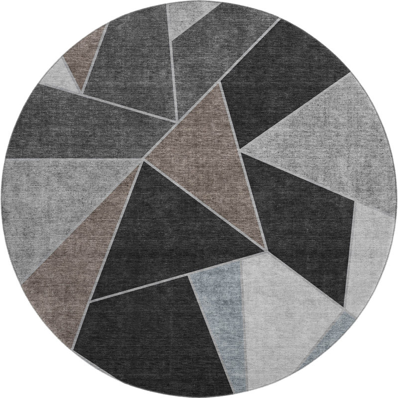 Premium Machine Washable Mayfield AMF636 Geometric Rug, Chocolate, 8' Round