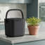 Compost Bin, PP Plastic Kitchen Food Waste Caddy, Worktop Bin with Lid and Strainer Basket, Odour-Proof, 7 L, 24 x 20 x 19.5 cm, Black, Leos Collection