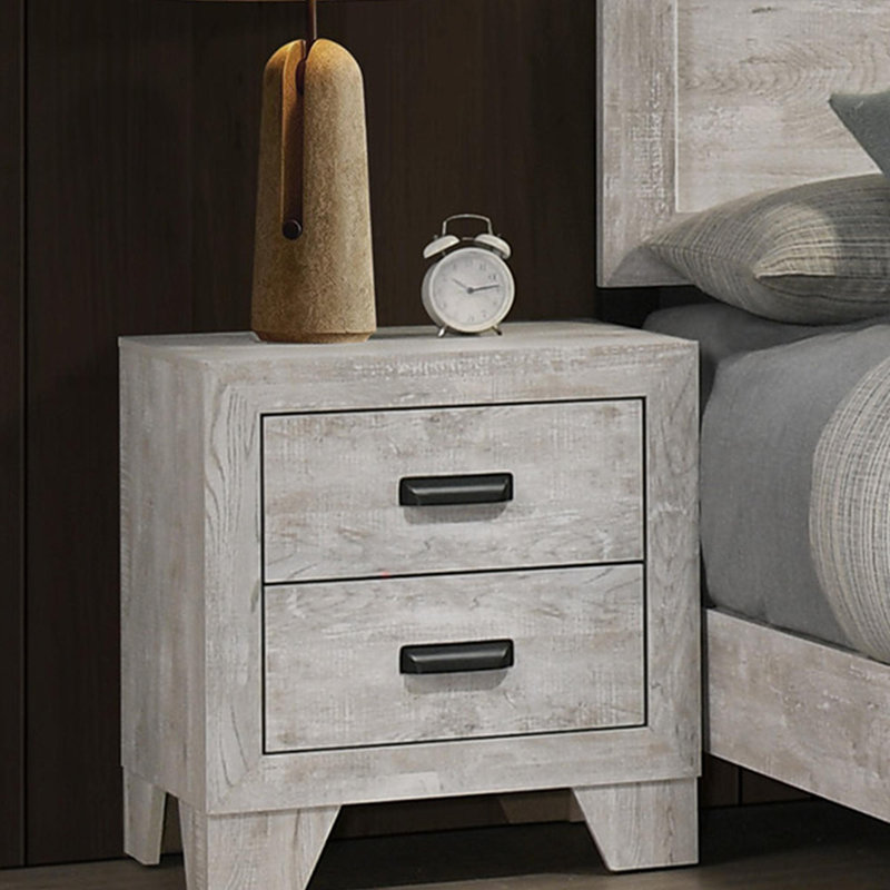 Table de chevet transitionnelle 1Pc 2 tiroirs avec quincaillerie en métal