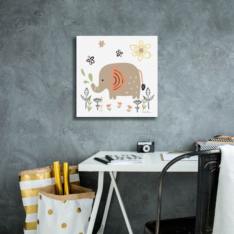 Toile épique «Baby Elephant» par Farida Zaman, H 18 po x l 18 po