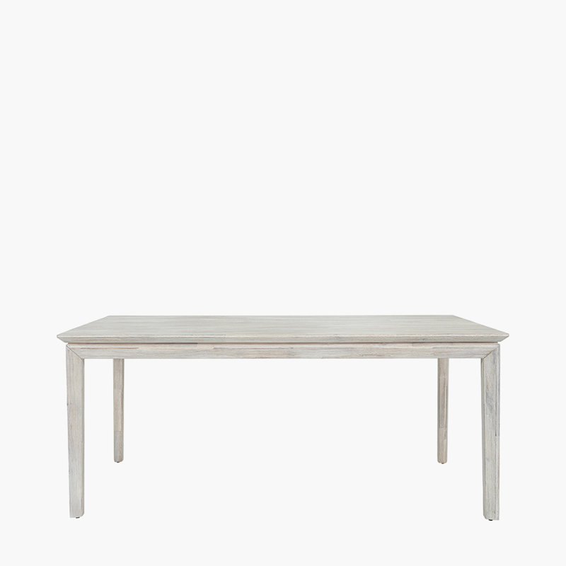 Takierra Acacia Solid Wood Top Dining Table, White Sand