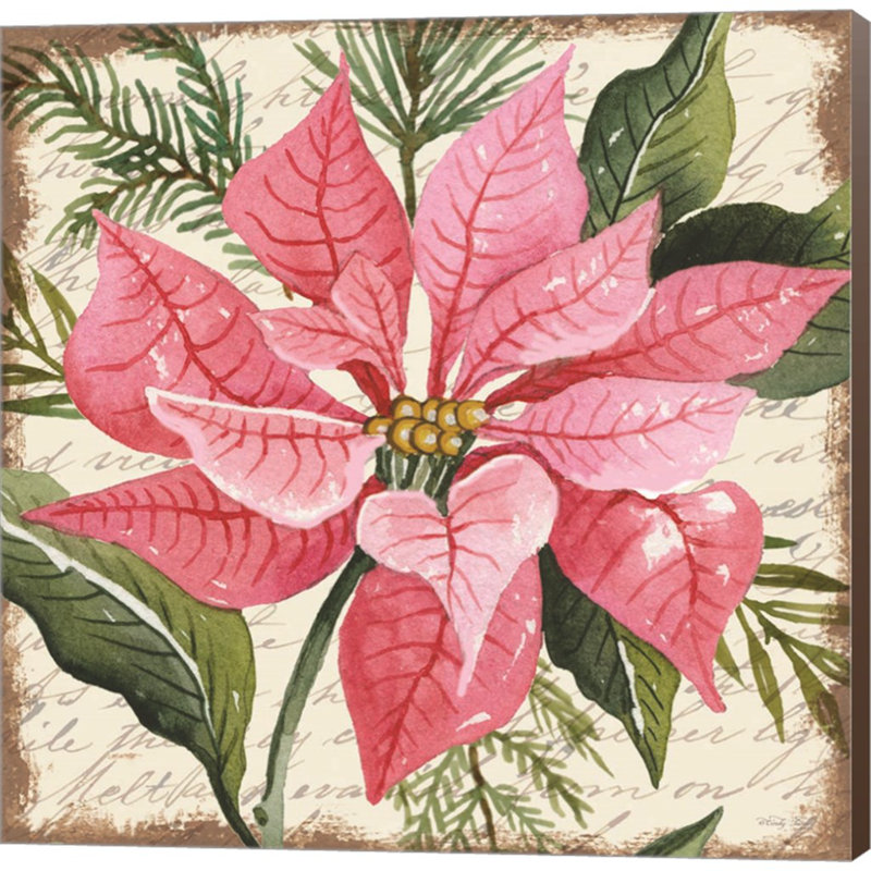 Décoration murale botanique rose poinsettia