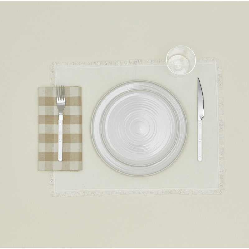 Essential Gingham Dinner Napkins, Ivory/Flax