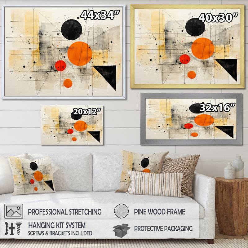 Abstraction géométrique II - impression, H 30 po x l 40 po x P 1,5 po, Toile tendue