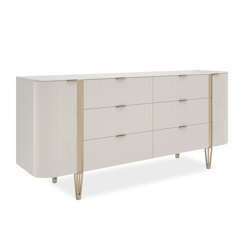 Caracole Classic 78'' W Solid Wood Sideboard, Cream