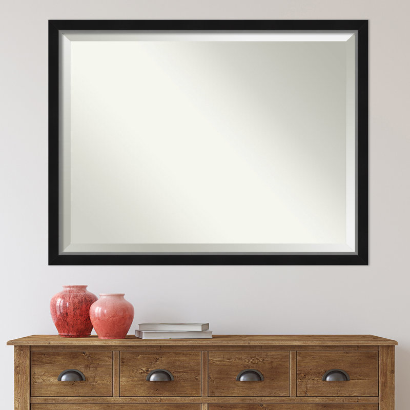 Miroir mural Quade, 33 po x 43 po, Noir satiné / argent