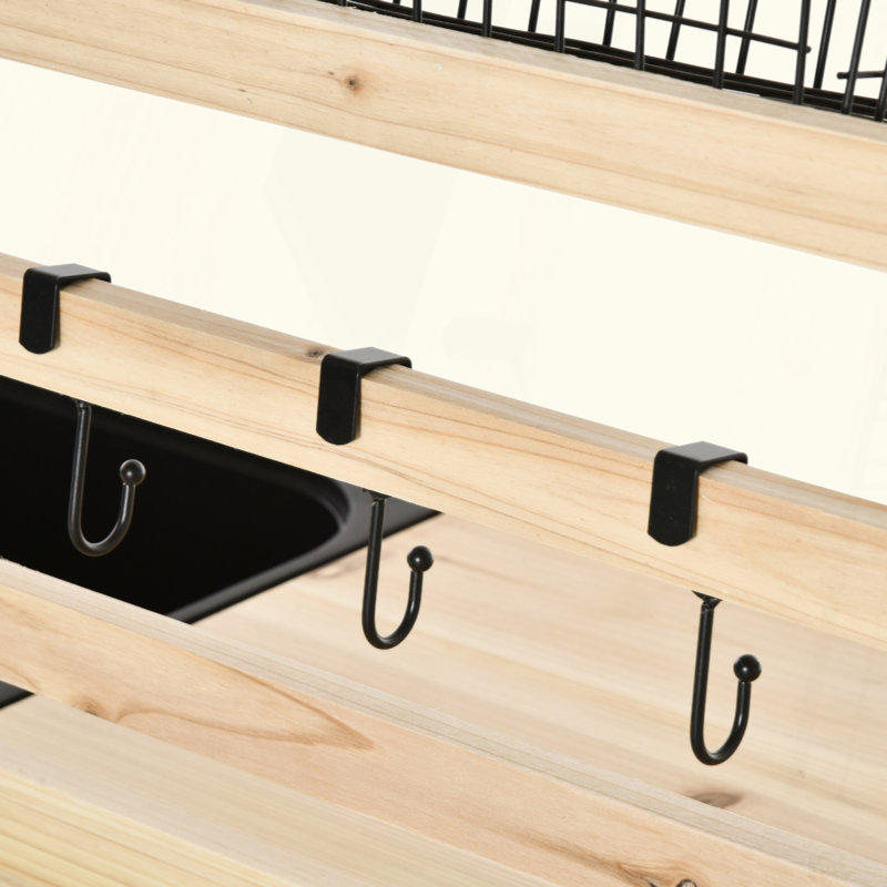 Potting Bench Table, Garden Work Bench, Workstation With Metal Sieve Screen, Removable Sink, Additional Hooks And Baskets For Patio, Courtyards, Balcony