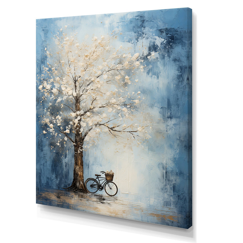 Indigo Intrigue arbre blanc sur toile, Toile tendue, H 32 po x l 24 po x P 1 po