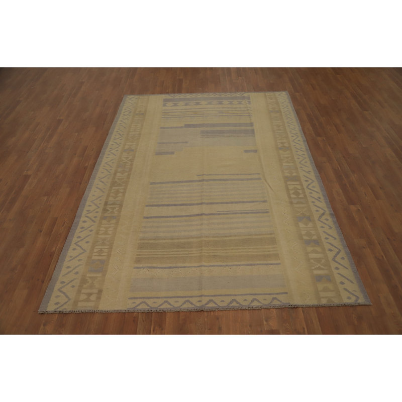 Tapis géométrique tissé à la main Kilim 7 x 10