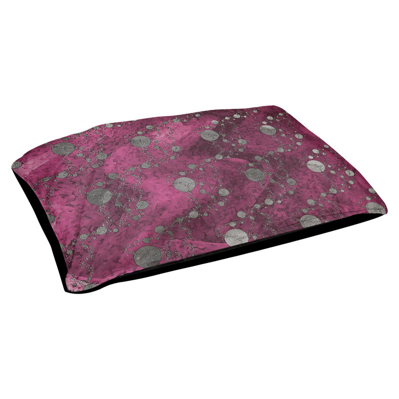 Coussin d'extérieur pour chien Byrge Planets Stars, Moyen (L 29,5 po x P19,5 po x H 9,5 po), Rose/gris