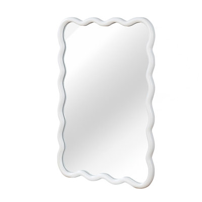 24"X36" Wavy Rectangle Solid Wood Frame Decorative Mirror,For Bedroom, Bathroom, Living Room, Entryway