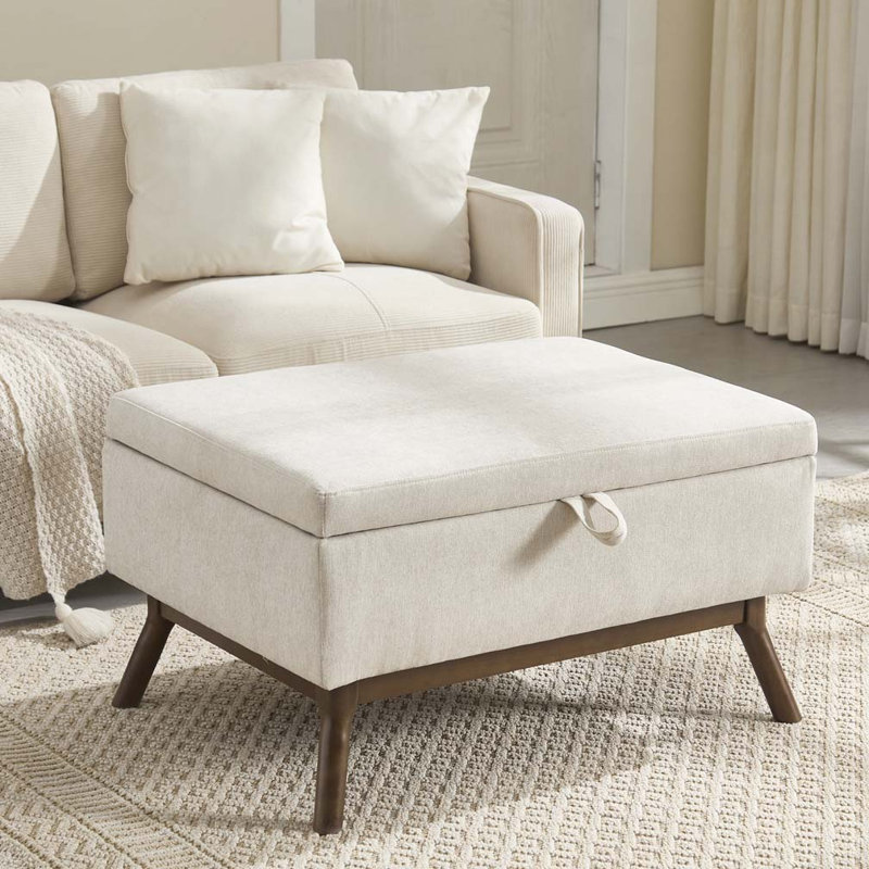 Table basse avec rangement, repose-pieds, Lin beige