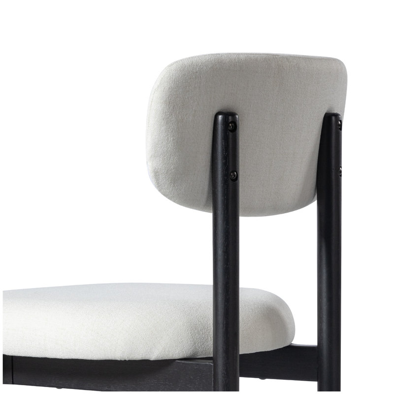 Ensemble de table de salle à manger en bois massif 79 po avec 8 chaises rembourrées Fabirc, Black, White/Black