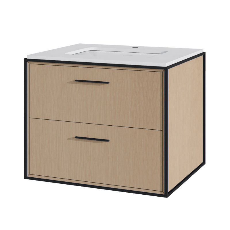 Linea 24'' W Single Vanity, Single-Hole, White Oak, Matte Black