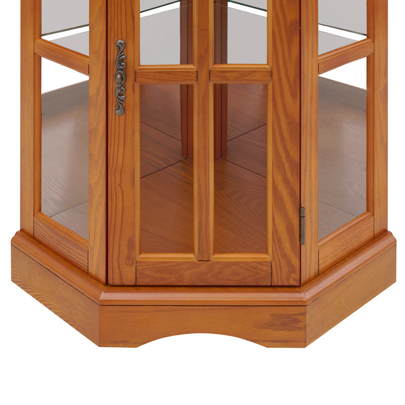 Corner Curio Cabinet with  Shelves, Oak