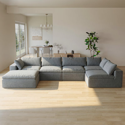 Grand canapé-lit modulaire sans os de 157 po avec repose-pieds de 157 po, aucun assemblage requis pour les salons