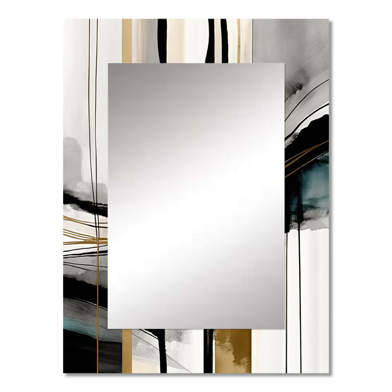 Abstract Transitional Modern Shapes II - Abstract Shapes Unique Wall Mirror Decor, Modern Large Mirror, Printed Metal Art