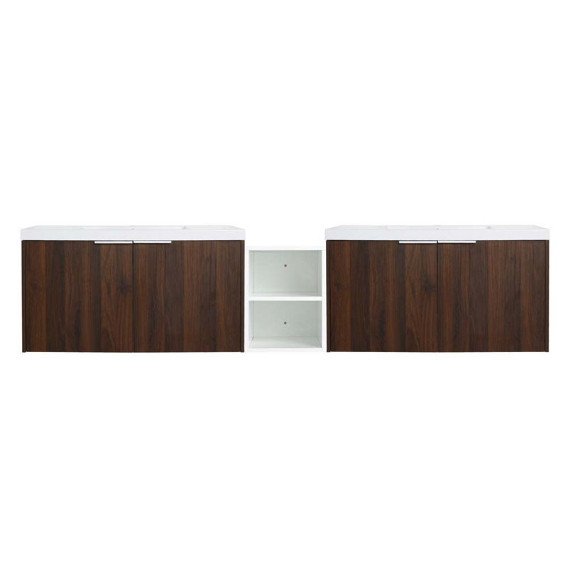 Meuble-lavabo double 82,9 po avec plateau, Noyer de Californie
