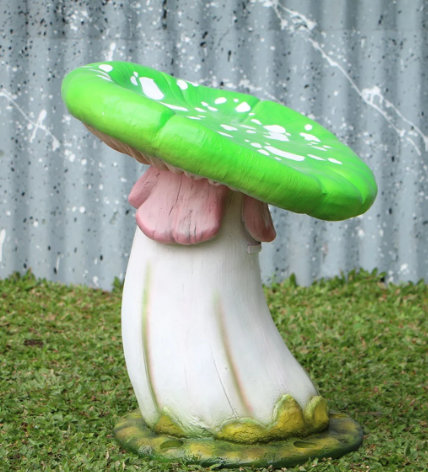 Jahmon Single Mushroom Stool Over Sized Statue, Green