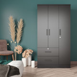 Keilson 3 Doors Wardrobe, 2 Drawers, 1 Lock - 36W