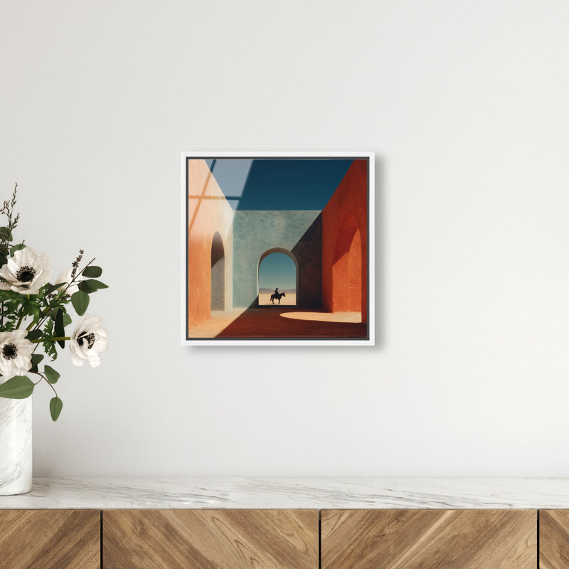 Cobalt Frontier Print by Oliver Gal, 13"H x 13"W, White Floater Frame
