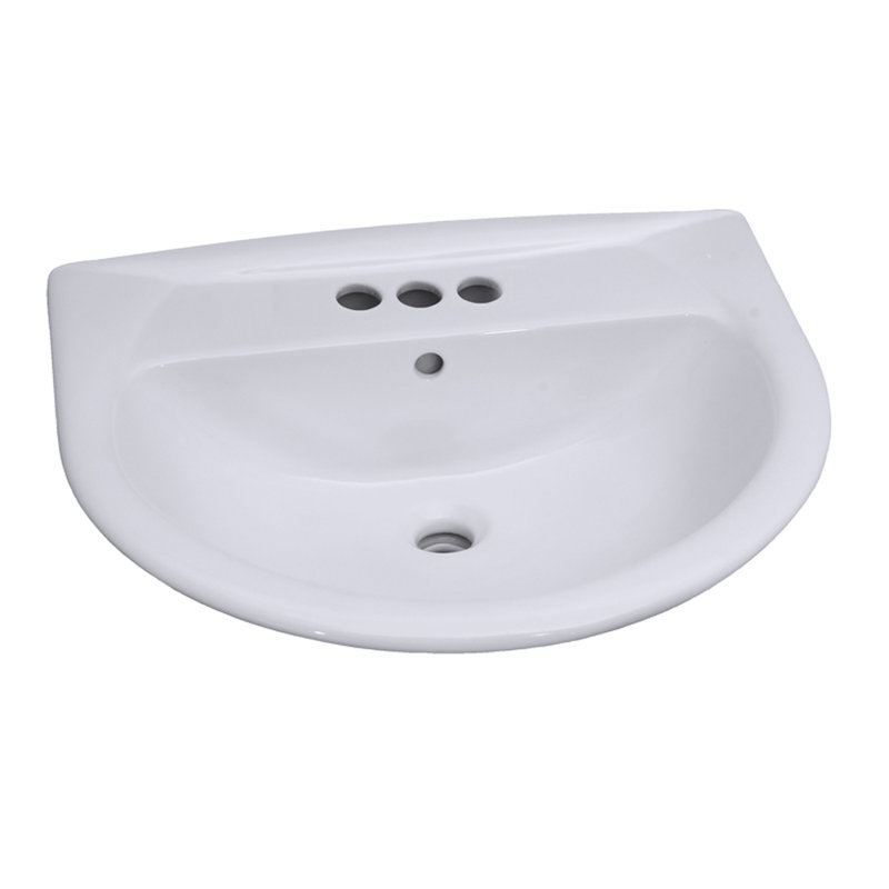 Barclay Karla White Vitreous China U-Shaped Bathroom Sink with Overflow, 4" Centers, 33.75" H x 17.37" W x 21.75" L