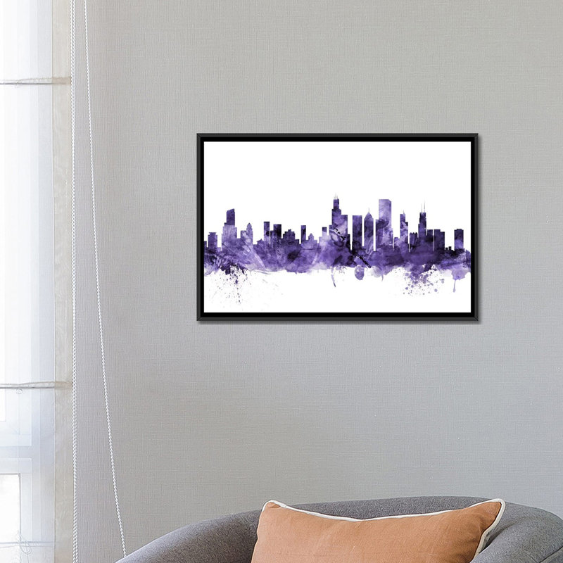 «Chicago, Illinois Skyline» par Michael Tompsett, impression sur toile tendue, H 18 po x l 26 po x P 1,5 po, Pas de tapis