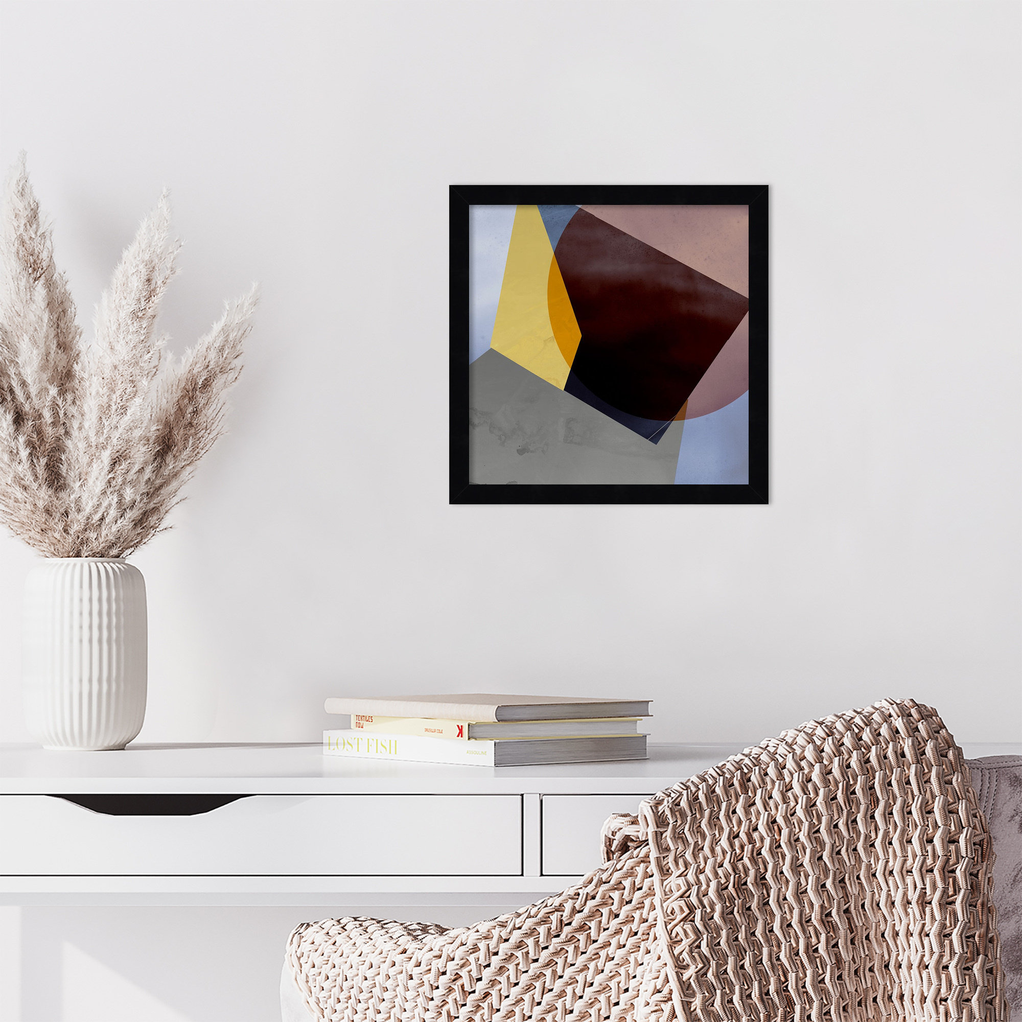 Essentially Minimal II by Flagler Wood Framed Wall Art Print, 13" H x 13" W, Black