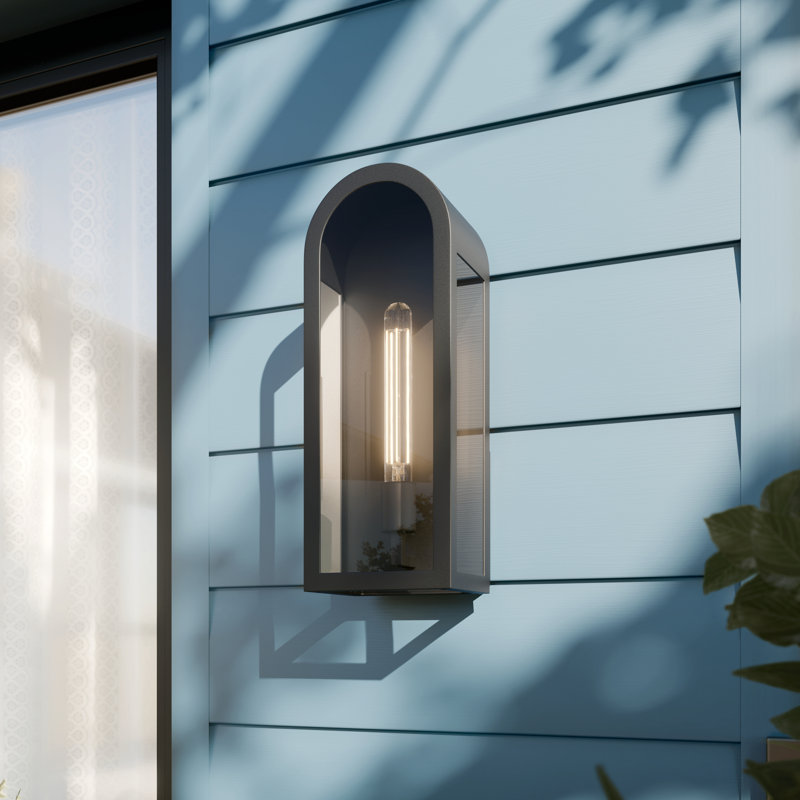 Marea 17" 1-Light Outdoor Wall Light with Clear Glass in Textured Black, 17" H x 6.5" W x 5.75" D, Textured Black