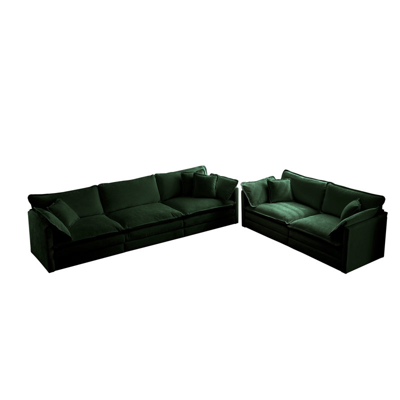 Prattsburgh Chenille Fabric Upholstered Sofa Chat Set, Green