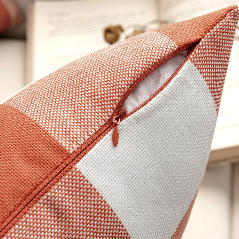  Set of 2 Throw Pillow Covers With Inserts– 18"x18" Decorative Throw Pillow Full Set, Orange, Polyester