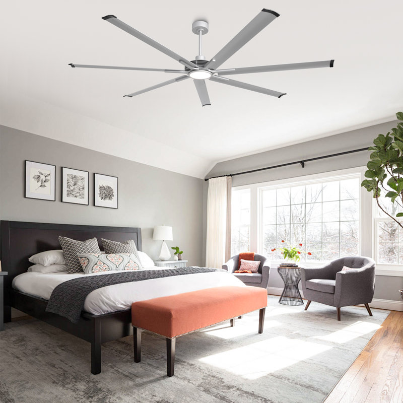 Ventilateur de plafond 7 pales avec lumière DEL, 84", Argent argent