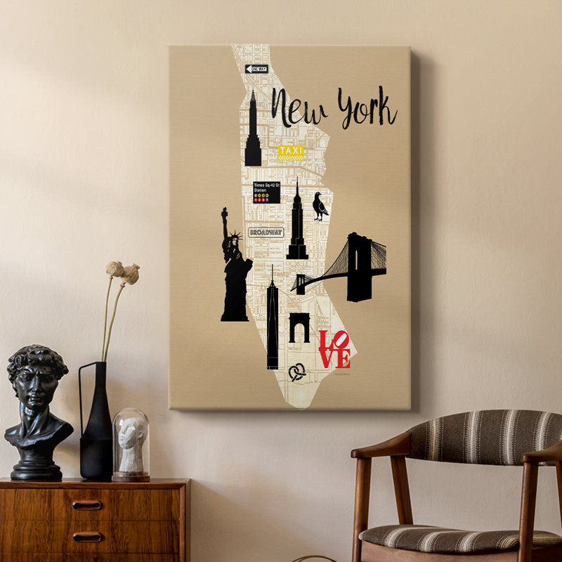 Carte graphique de la ville de New York - galerie sur mesure Cavas, H 36 po x l 24 po