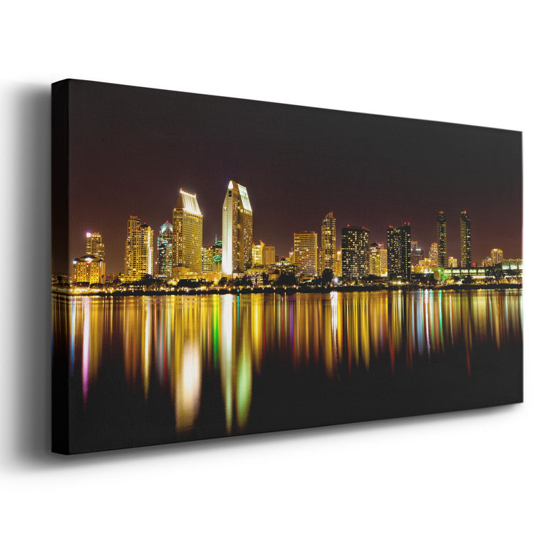 San Diego Skyline - impression sur toile tendue, H 16 po x l 8 po x P 1 po