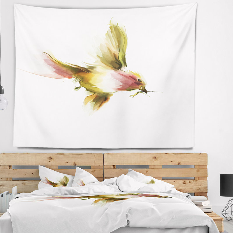 Tapisserie de vol d'oiseaux, H 50 po x l 60 po