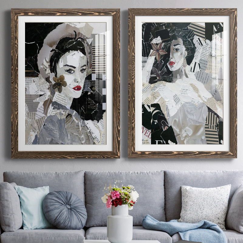 Runway Pause - ensemble de 2 peintures, Papier, cadre noyer, H 37,5 po x l 55 po x P 1,5 po