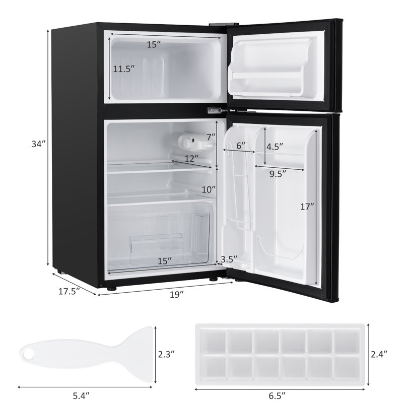 3.2 Cu Ft Compact Black Stainless Steel Refrigerator with Freezer