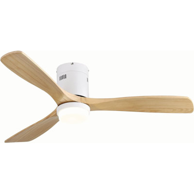 52 Inch Decorative Ceiling Fan With 6 Speed Remote 3 Solid Wood Blades Reversible DC Motor For Living Room
