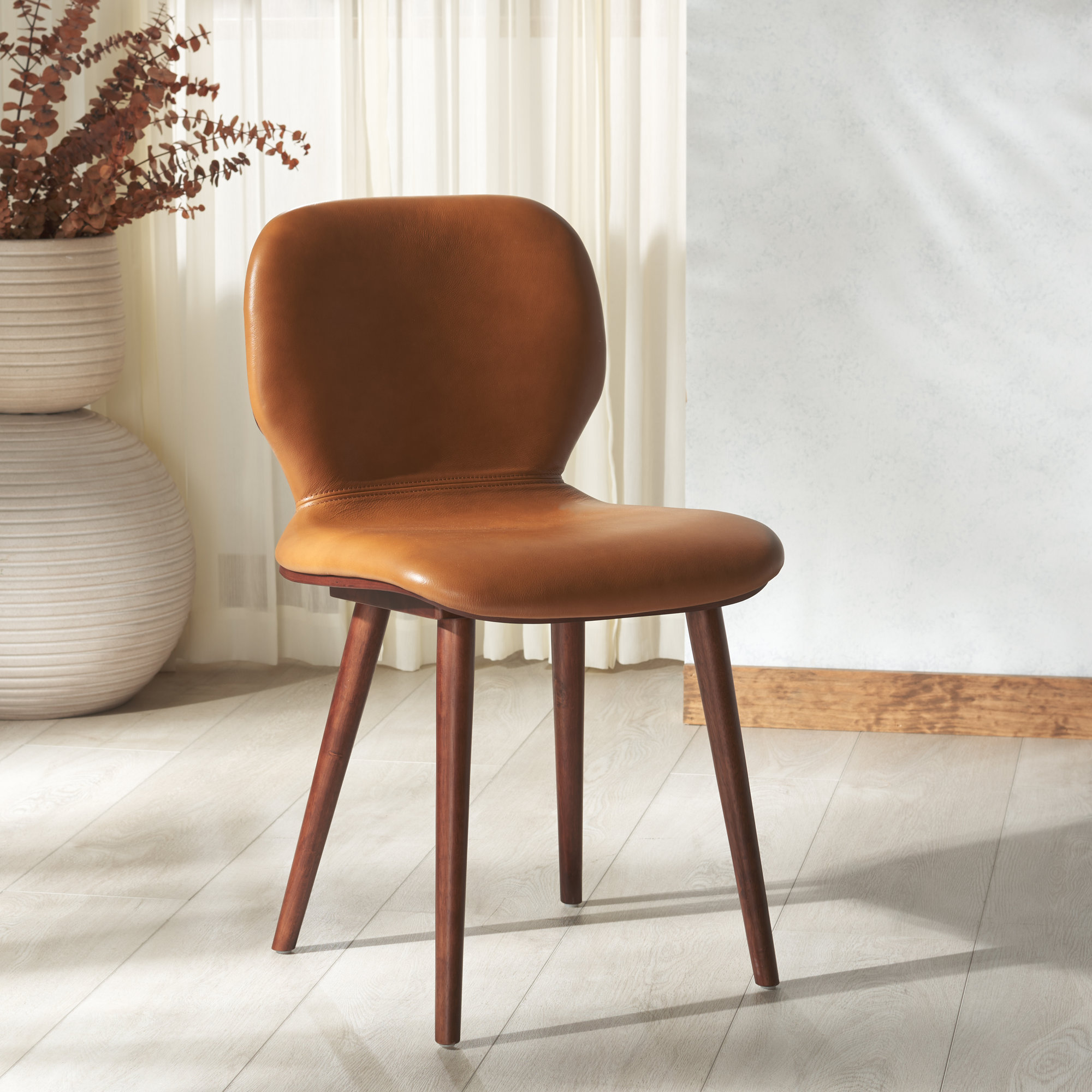 Vanya Dining Chair, Brown Leather
