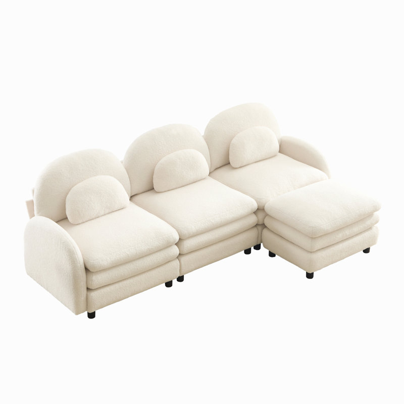 Canapé 3 places Teddy, L 98,2 po, Ourson blanc et beige