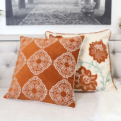  Embroidery Square Pillow Cover & Insert