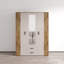 Armoire 3 portes avec miroir et tiroirs Cadix, armoire de 59 pouces de large avec tringle et tablettes-132482529