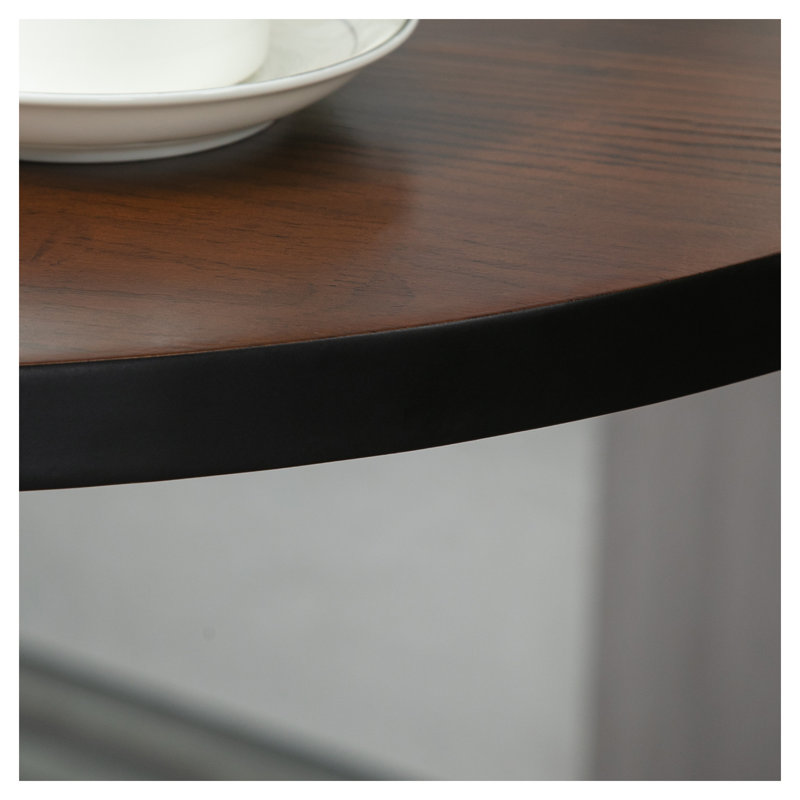 Table HOMcom de 42 po de hauteur avec comptoir en bois d'orme vieilli et base en acier noir