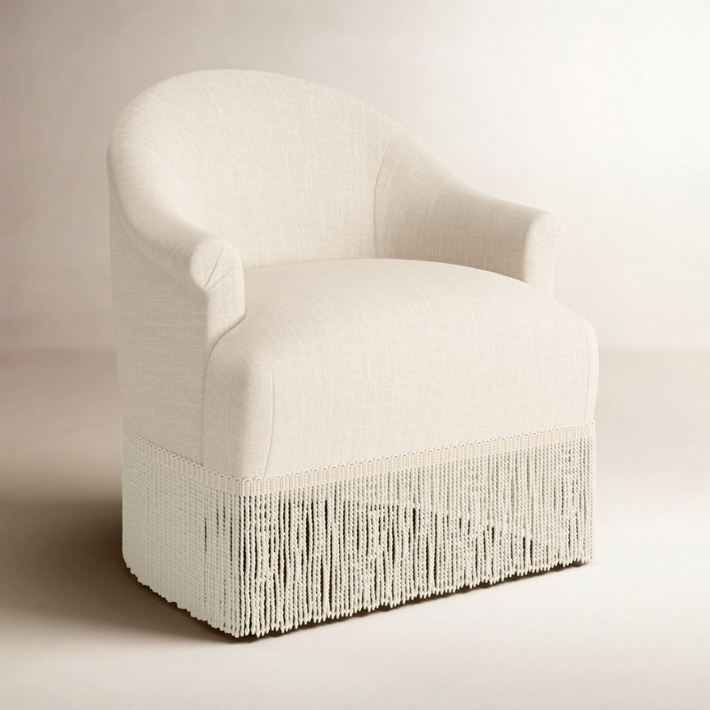 Fauteuil à oreilles Callie, Lin classique talc, Ivoire