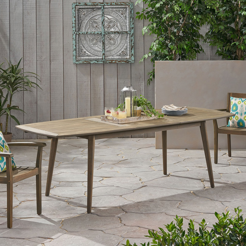 Table de salle à manger d'extérieur extensible en bois d'acacia